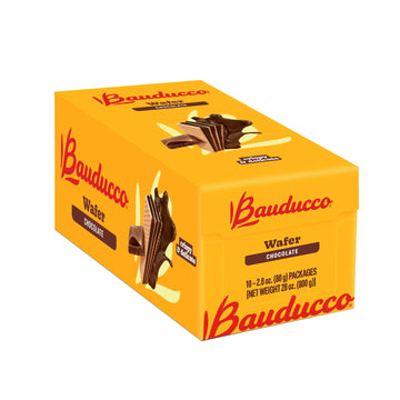 Bauducco Wafer Cookies, Chocolate, 28 oz (Pack of 10) - Crispy Layered Wafers with Rich Strawberry Cream Filling - Indulgent Swe