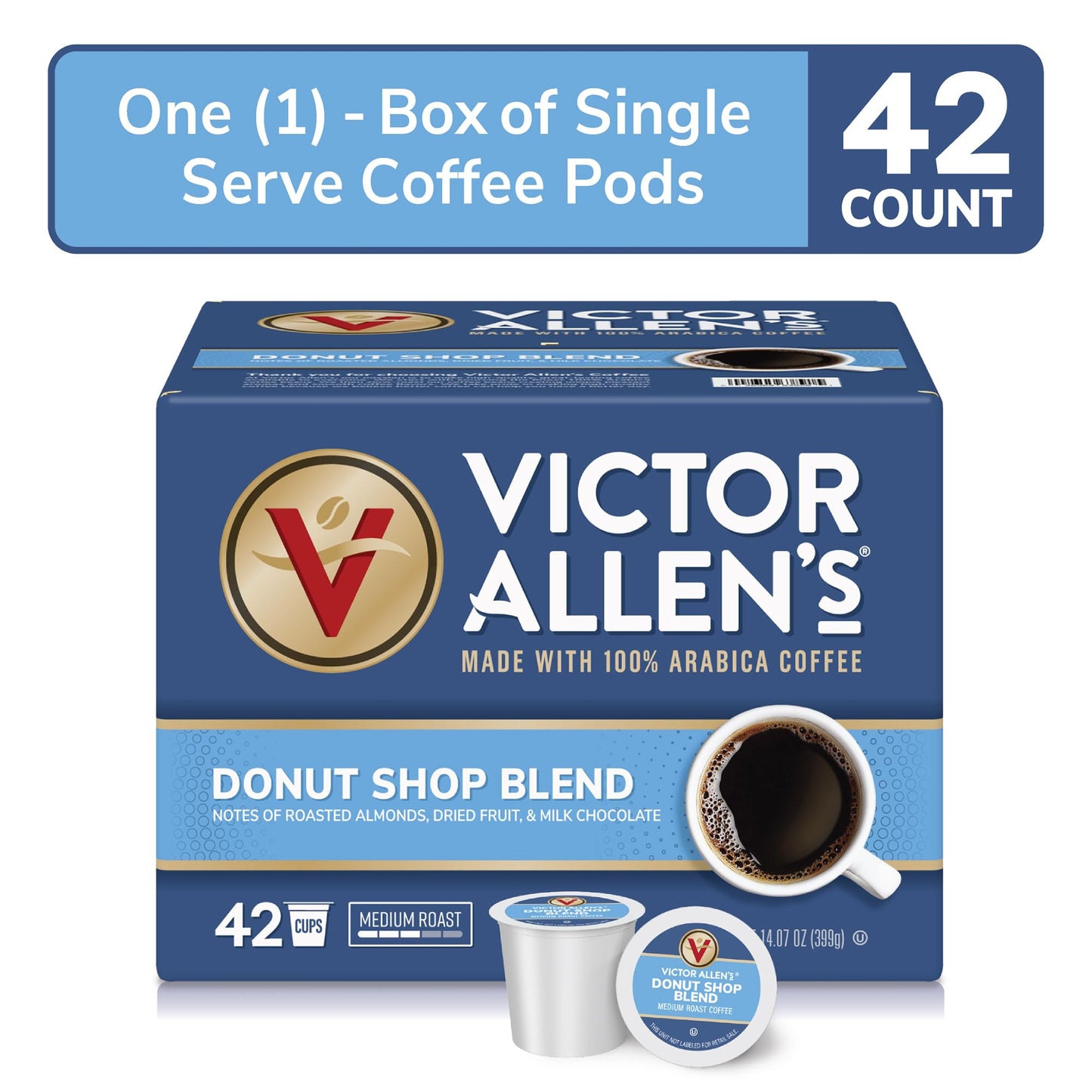 Victor Allens Coffee Donut Shop Blend Medium Roast Single Serve Pods 42 Count Brown