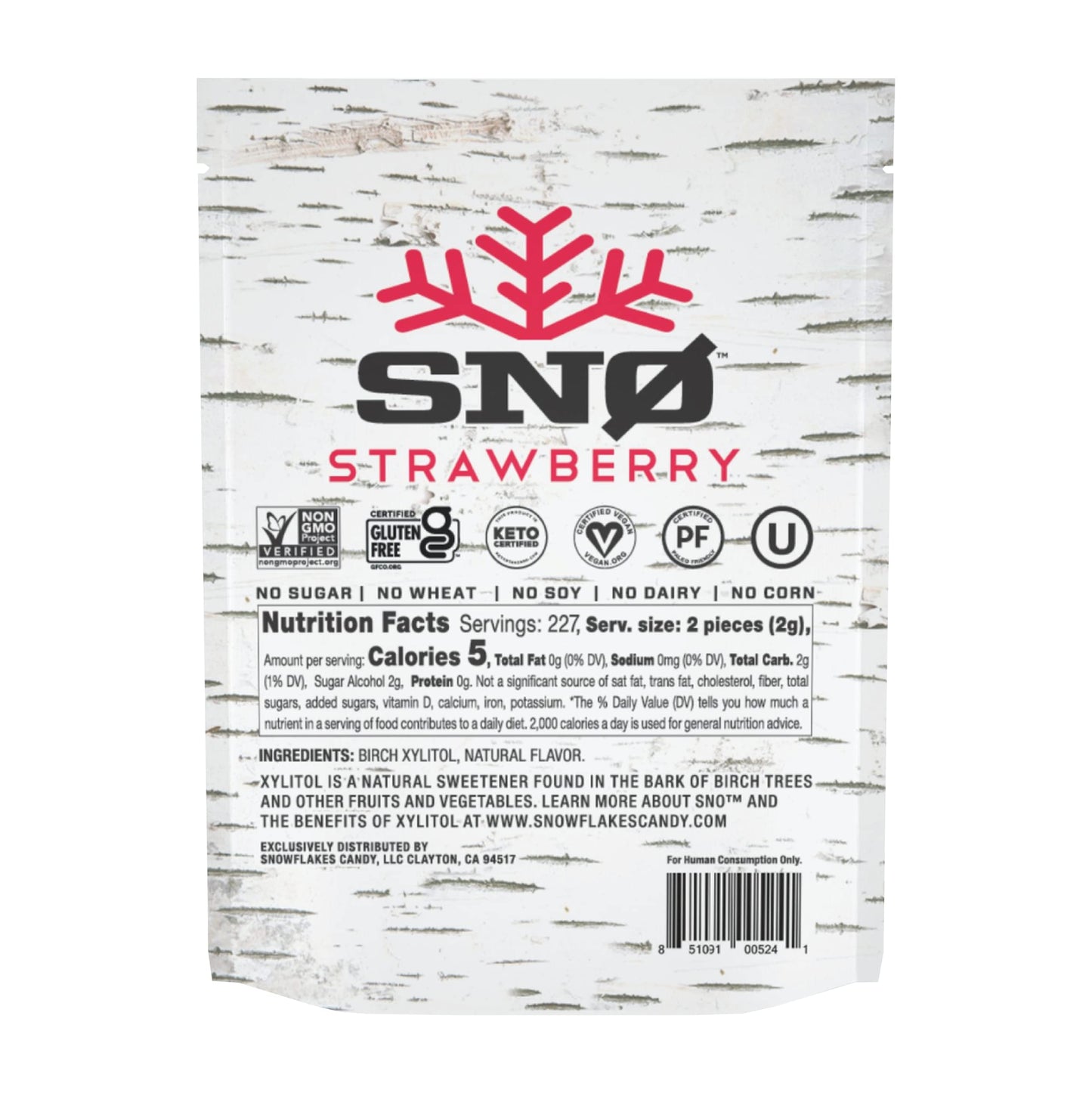 Strawberry Keto Xylitol Candy Chips - Sn 1Lb Bag - Sugar-Free Candy With Only 2 Ingredients | Low Carbs, Diabetic-Friendly, Non-