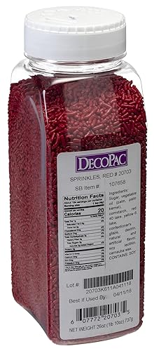 Decopac Red Sprinkles | Extra Large 26Oz Pack | Cake Sprinkle Mix, Fancy Sprinkles For Cake Decorating, Handheld Container, Candy Sprinkles, Cake Sprinkles - Red