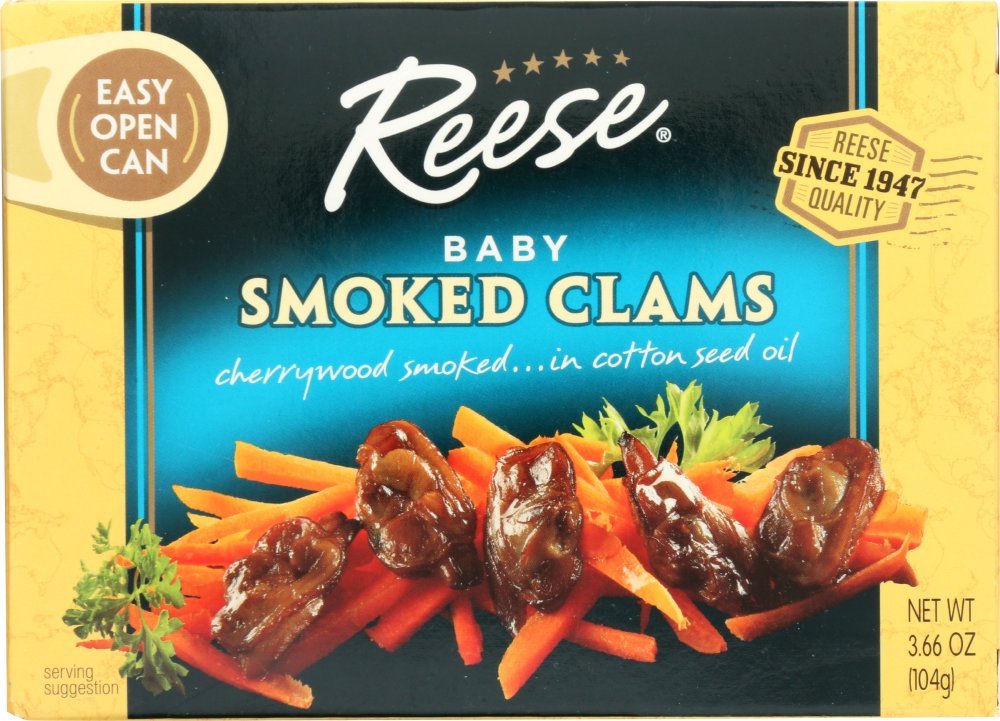 Reese Smoked Baby Clams, 3.66-Ounce Pack of 10, Model 00002763