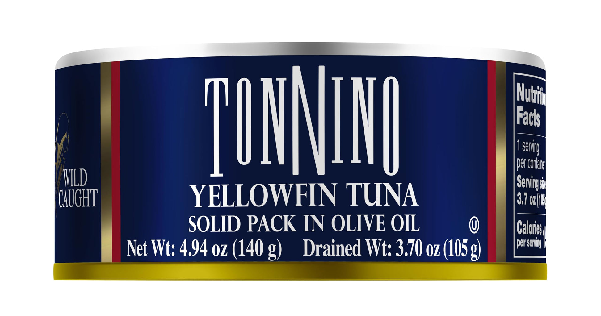 Tonnino Tuna Fish Yellowfin Pole&Line - Solid Pack In Olive Oil - Pack Of 12 - Alternative To Salmon - Protein Snacks - Ready To Eat Meals In Can