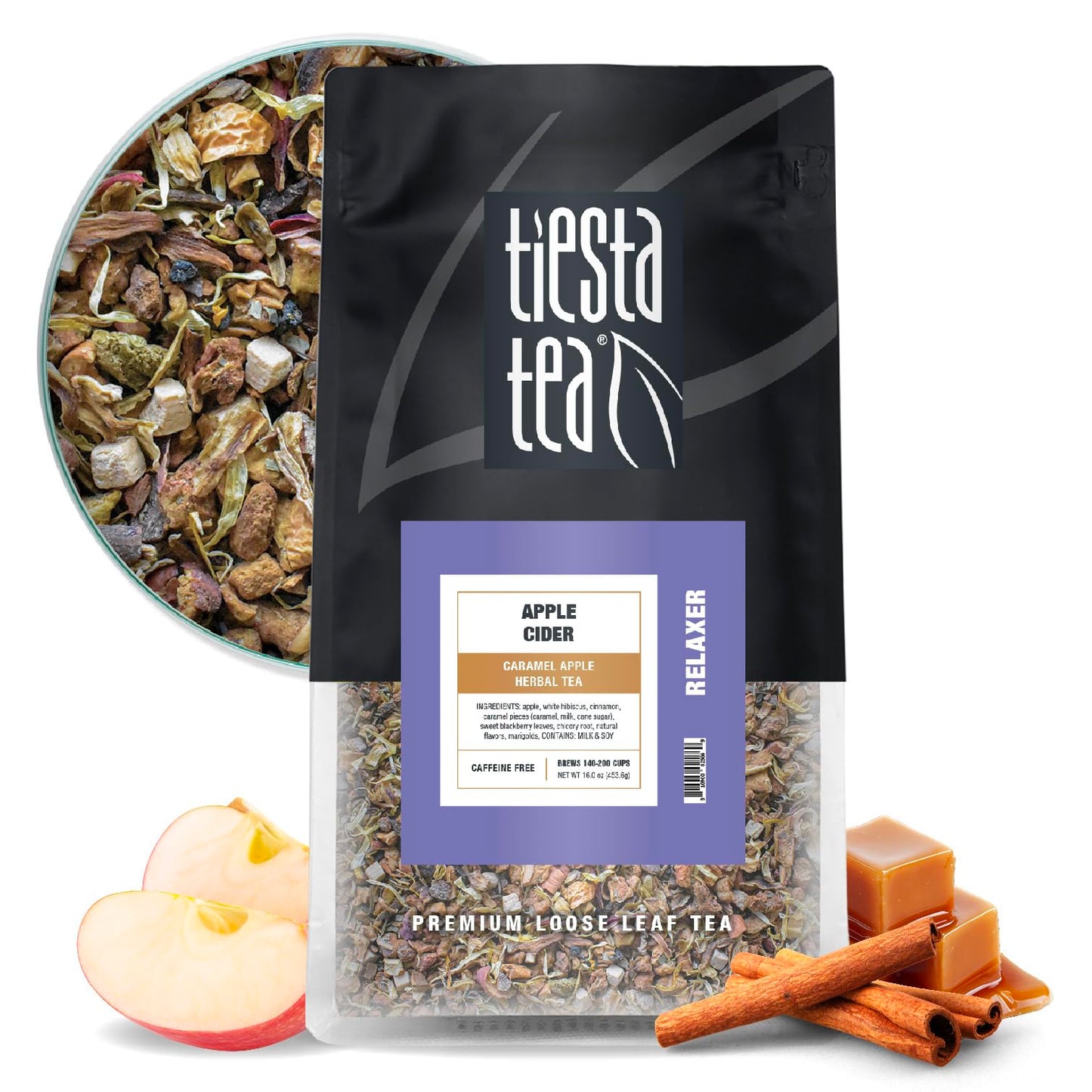 Tiesta Tea Caramel Apple Herbal Tea - Non-Caffeinated, Loose Leaf, 16 oz Bulk Pouch, Brews Up to 200 Cups