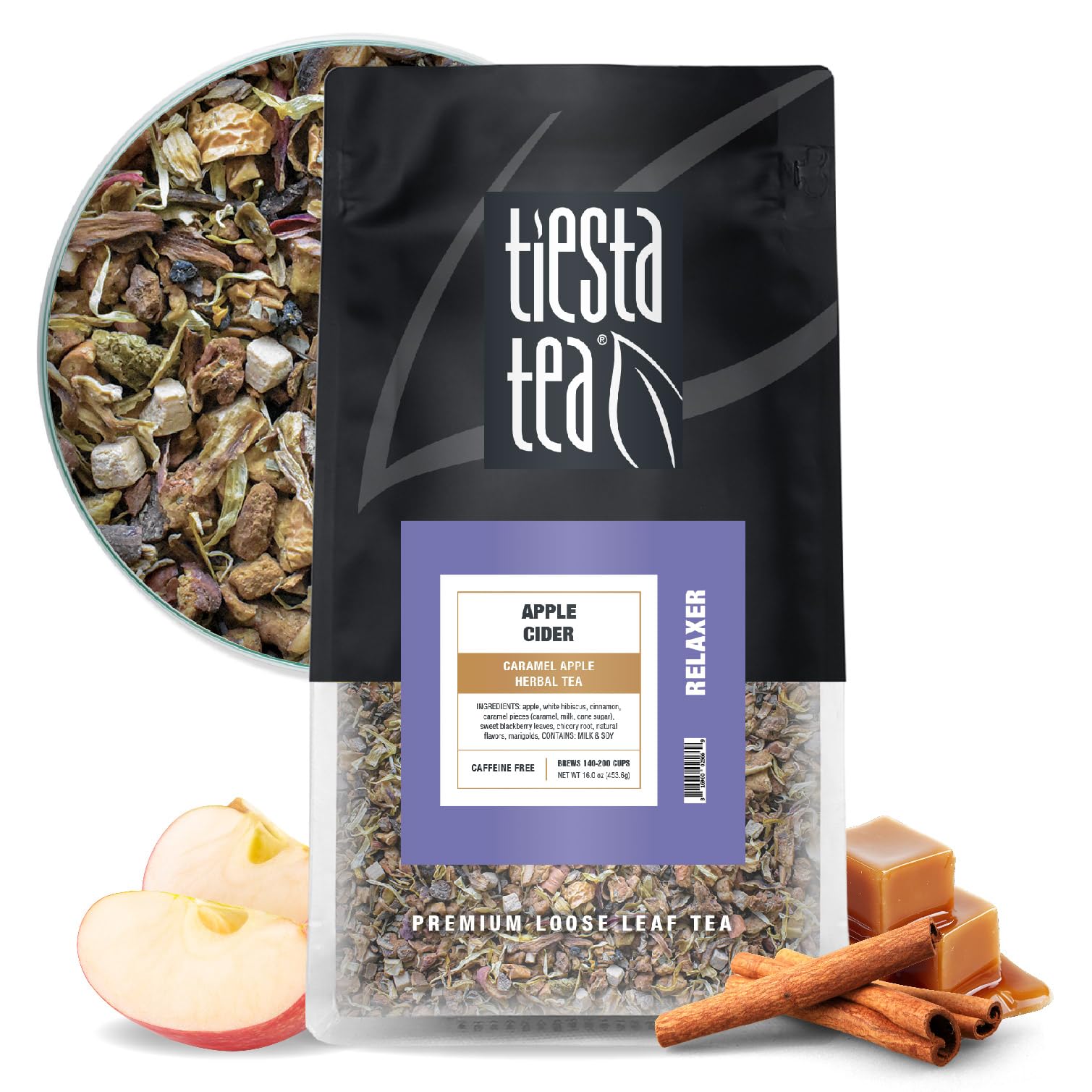 Tiesta Tea Caramel Apple Herbal Tea - Non-Caffeinated, Loose Leaf, 16 oz Bulk Pouch, Brews Up to 200 Cups