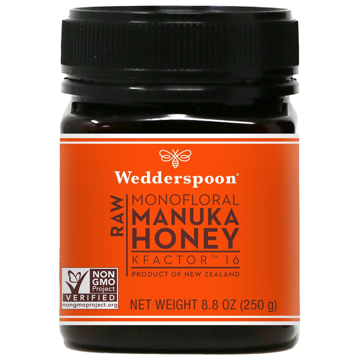 Wedderspoon Raw Premium Manuka Honey Kfactor 16, 8.8 Oz, Unpasteurized, Genuine New Zealand Honey, Multi-Functional, Non-Gmo Sup