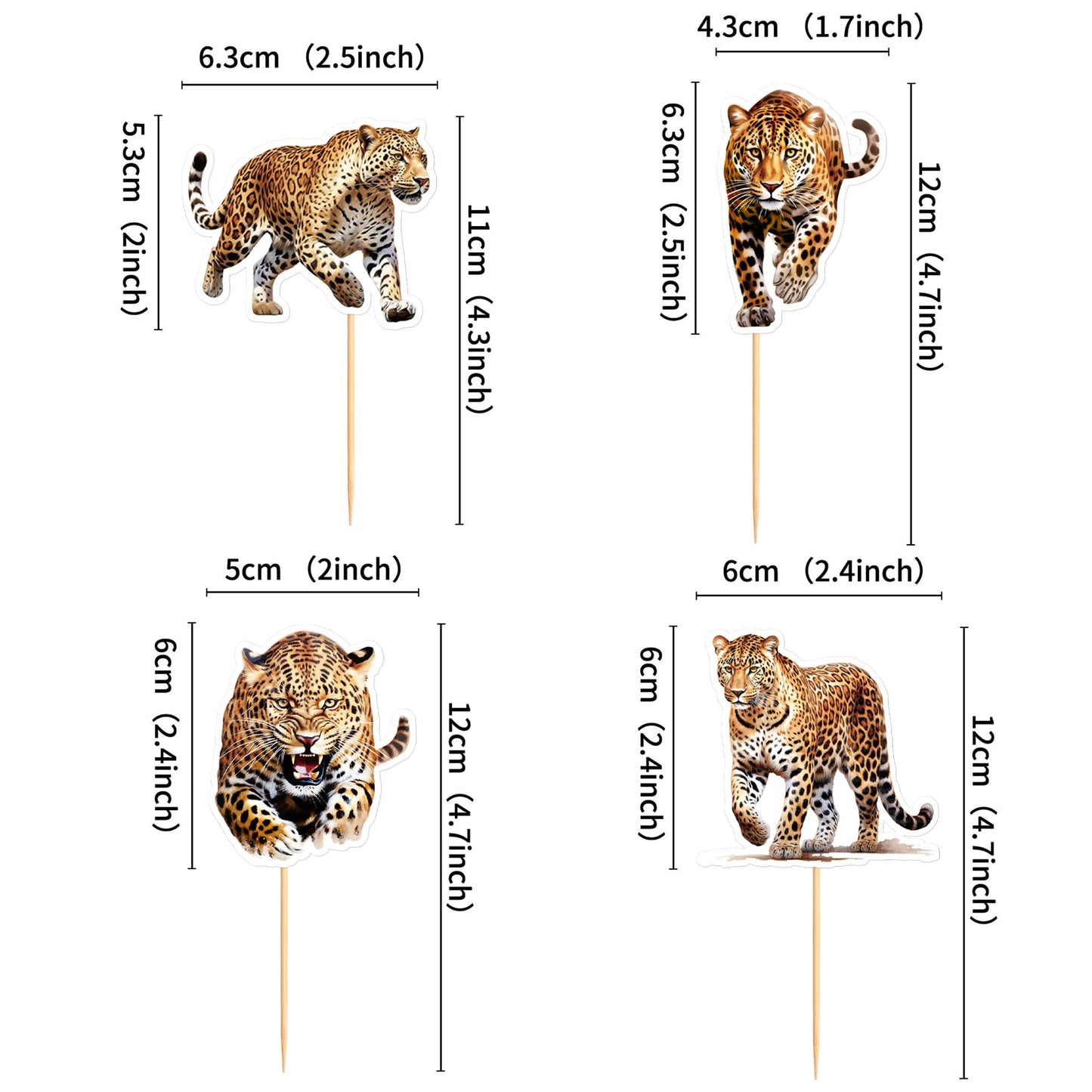 Ercadio 24 Pack Leopard Cupcake Toppers Leopard Cupcake Picks Animal Cupcake Picks Leopard Birthday Cupcake Decorations For Baby