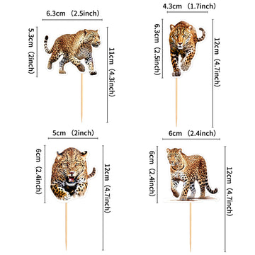 Ercadio 24 Pack Leopard Cupcake Toppers Leopard Cupcake Picks Animal Cupcake Picks Leopard Birthday Cupcake Decorations For Baby
