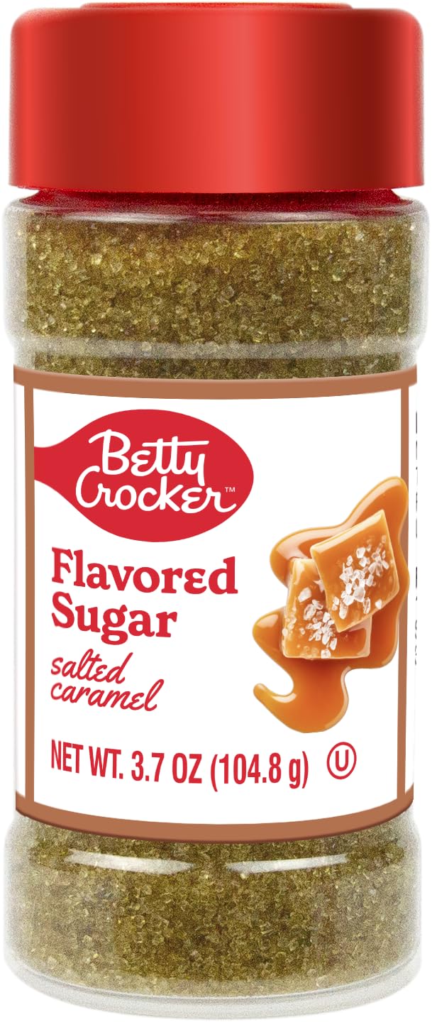 Betty Crocker Salted Caramel Flavored Sugar - Sweet and Salty Finishing Sugar Topping for Cookies, Coffee & Treats, 3.7 oz