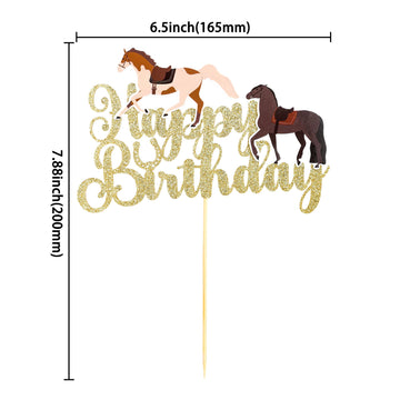 Gyufise 1Pcs Horse Happy Birthday Cake Topper Animal Horse Cake Pick For Equestrian Theme Baby Shower Kids Birthday Party Suppli
