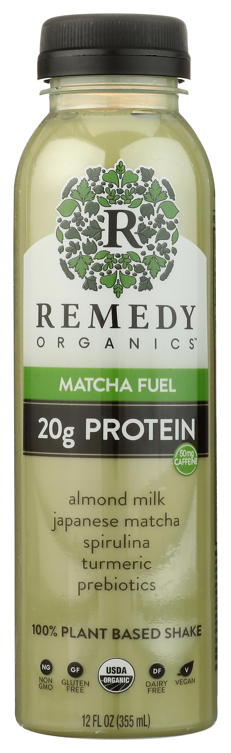 Remedy Organics Protein | Matcha Fuel 12 FL Oz | Plant Based Protein Shakes, Ready To Drink | Organic, Gluten Free, Dairy Free, 