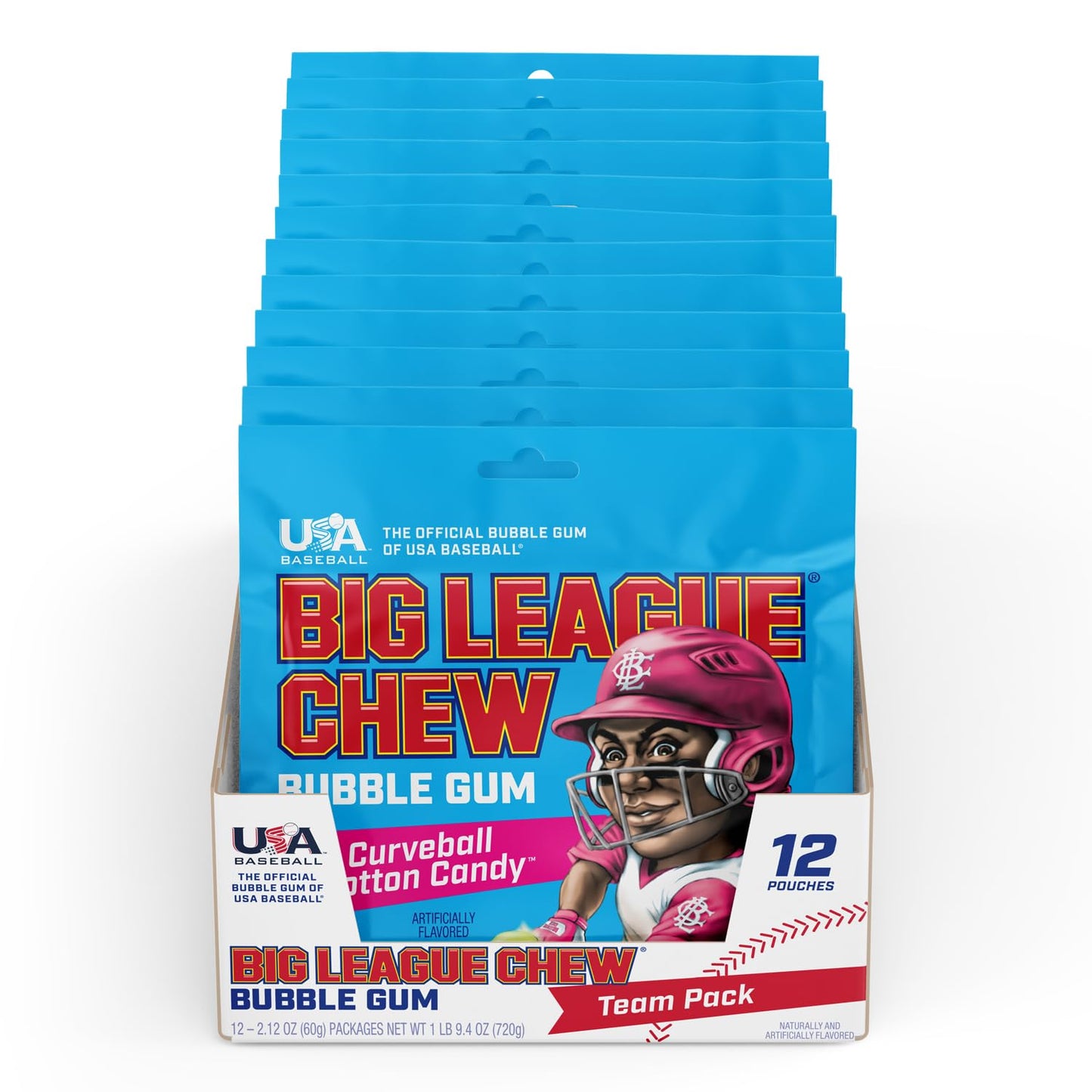 Big League Chew Curveball Cotton Candy Bubble Gum - Tasty Cotton Candy Delight | Ideal for Baseball Games, Teams, Concessions, P