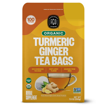 Fgo Organic Turmeric Ginger Tea, Eco-Conscious Tea Bags, 100 Count, Packaging May Vary (Pack Of 1)