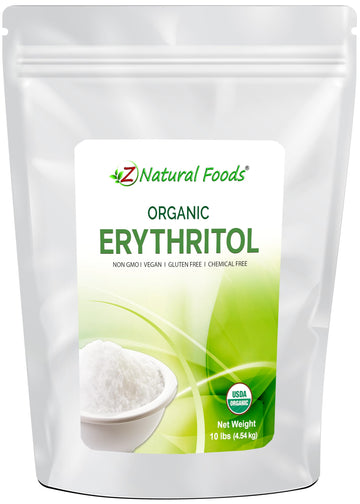 Organic Erythritol - Bulk 10 lb Size - Zero Calorie Alternative Sweetener - Low Glycemic Sugar Substitute - Great for Coffee, Te