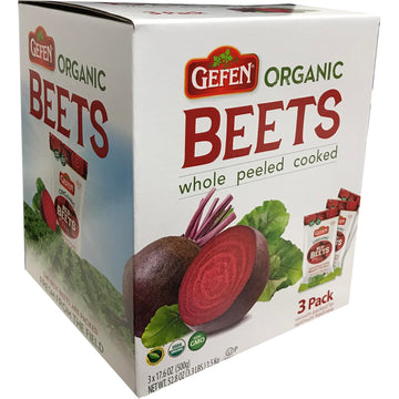 Organic Red Beets, Whole, Peeled & Cooked, 3 Pack 17.6 Oz (3.3 Lbs) Salad Ready