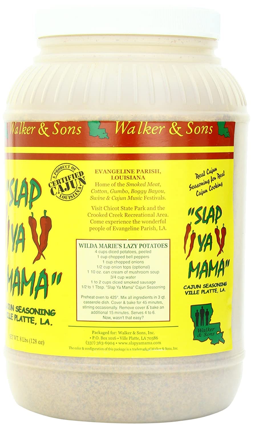 Slap Ya Mama Cajun Seasoning from Louisiana, Original Blend, MSG Free and Kosher, 8 Pound Restaurant Size Jar