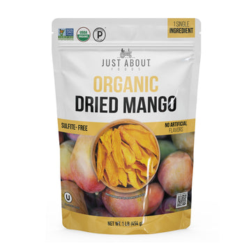Dried Mango Slices - Juicy & Delicious, No Added Sugar, Non-GMO, Healthy Snack, Bulk Resealable Bag, 1 lb. Just About Foods Sing