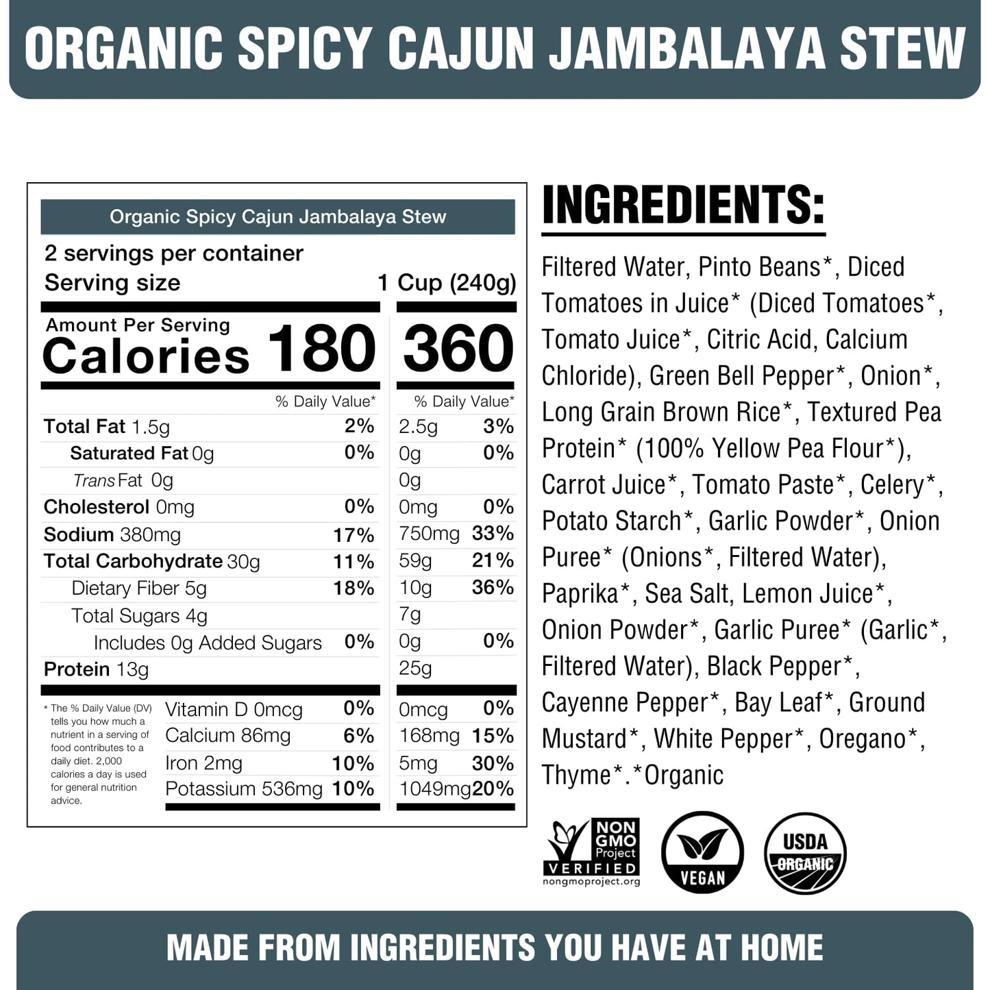 PLANTSTRONG Spicy Cajun Jambalaya Chili Soup - Organic, Plant-Based, Non-GMO, Vegan, High Protein Chili Soup