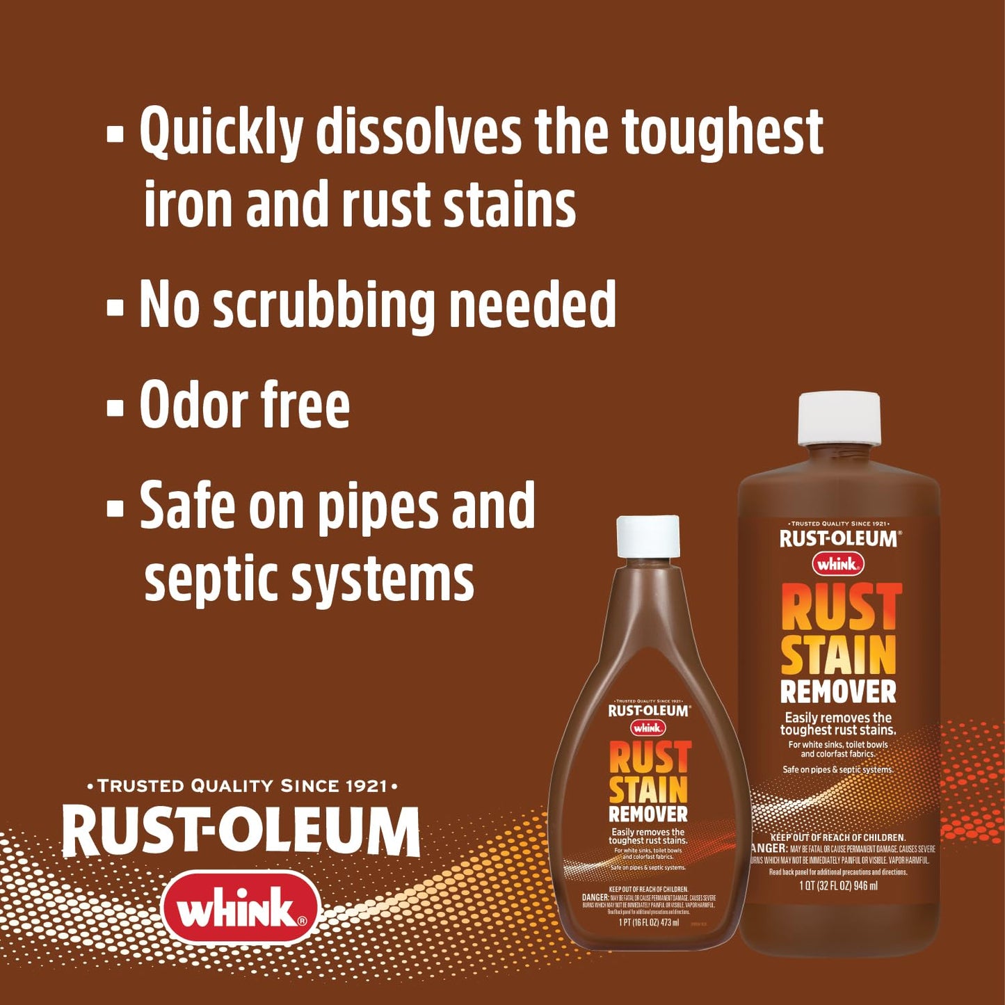 Whink Rust Stain Remover, 32 oz - Effective Brown Formula for Removing Rust Stains, Safe for Home Use, Brand: Whink