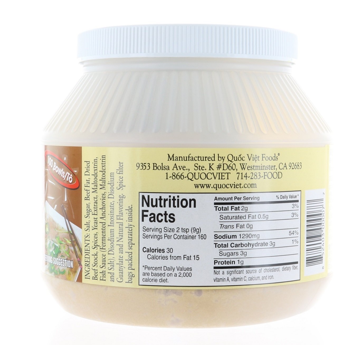 Quoc Viet Foods Beef Flavored "Pho" (Cot Pho Bo Brand) 3-Lb/1.36Kg
