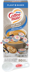 Nestle Coffee mate Plant Based Liquid Coffee Creamer Singles, Vanilla Flavored Oat Milk, 50 Ct Box with By The Cup Coffee Scoop