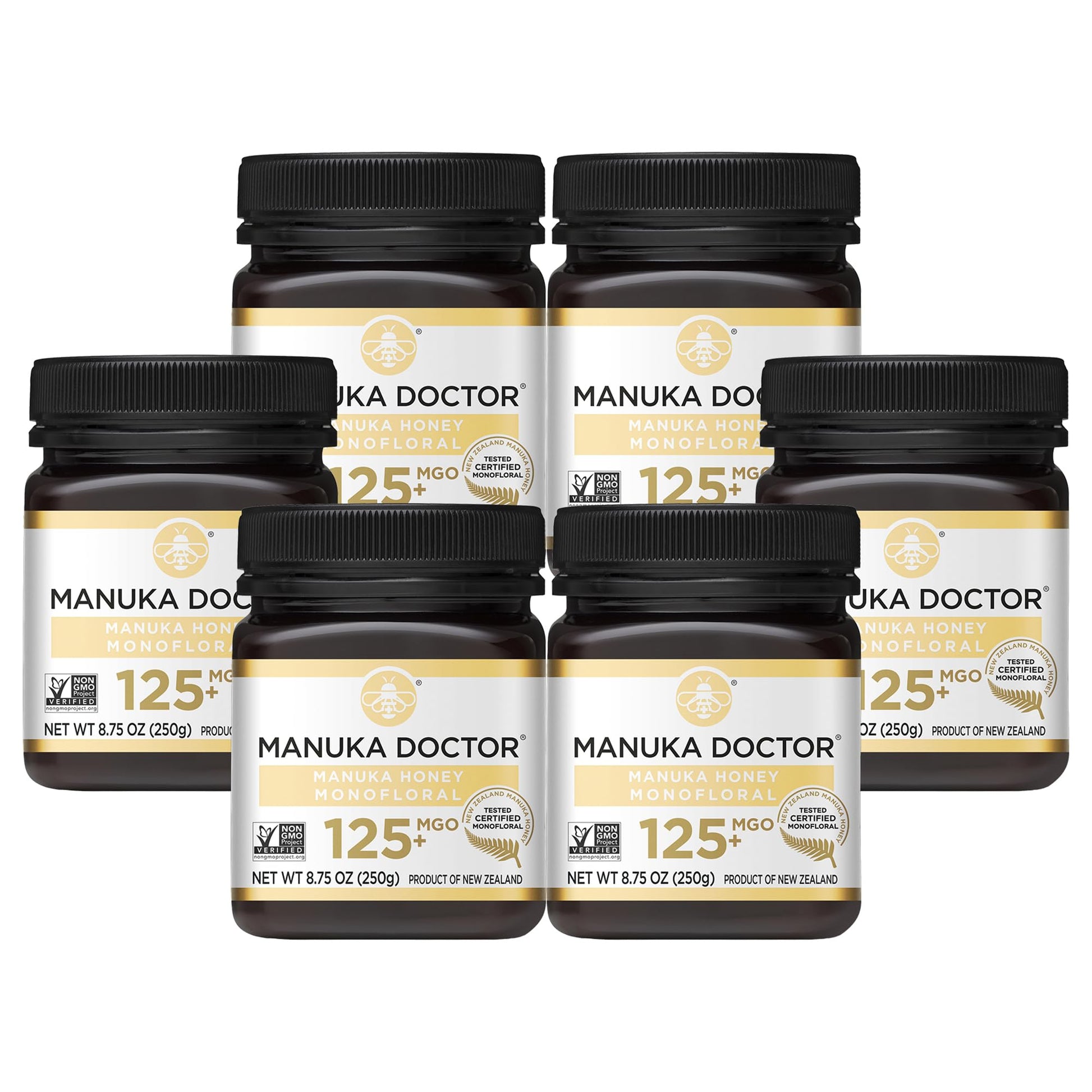Manuka Doctor - MGO 125+ Manuka Honey Value Bundle, Monofloral 100% Pure New Zealand Honey. Certified. Guaranteed. Raw. Non-GMO 