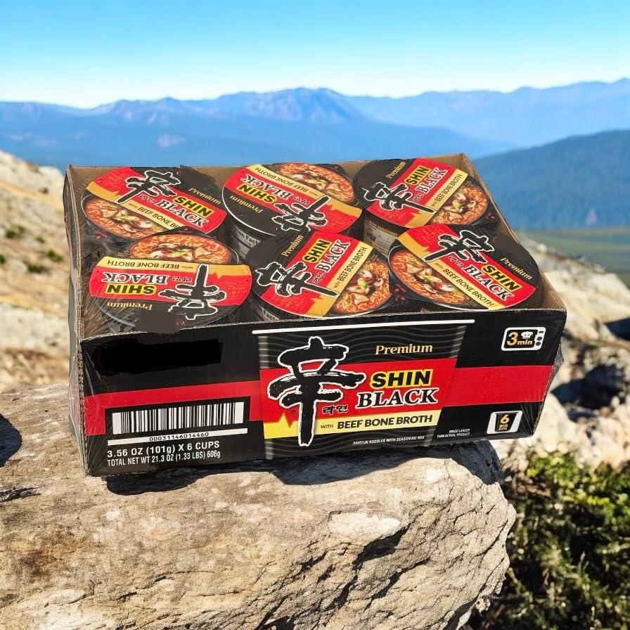 Case Set - Black Shin Korean Ramen Instant Noodles - 6 Ly Mi Han Quoc Black Shin - 3.56 Oz Per Cup X 6 Cups Per Order - Made In