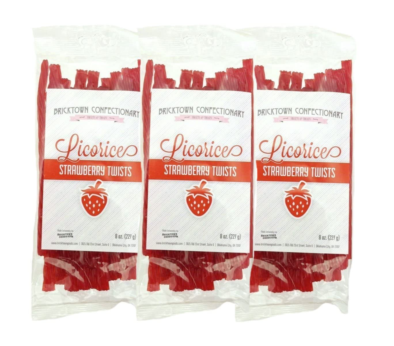 Strawberry Licorice - 3 PACK - FAT FREE Old Fashioned Gourmet Licorice Twists - A Must Try Quality Licorice Candy with Unique Flavor Unlike Any Other - 1 1/2 pounds total