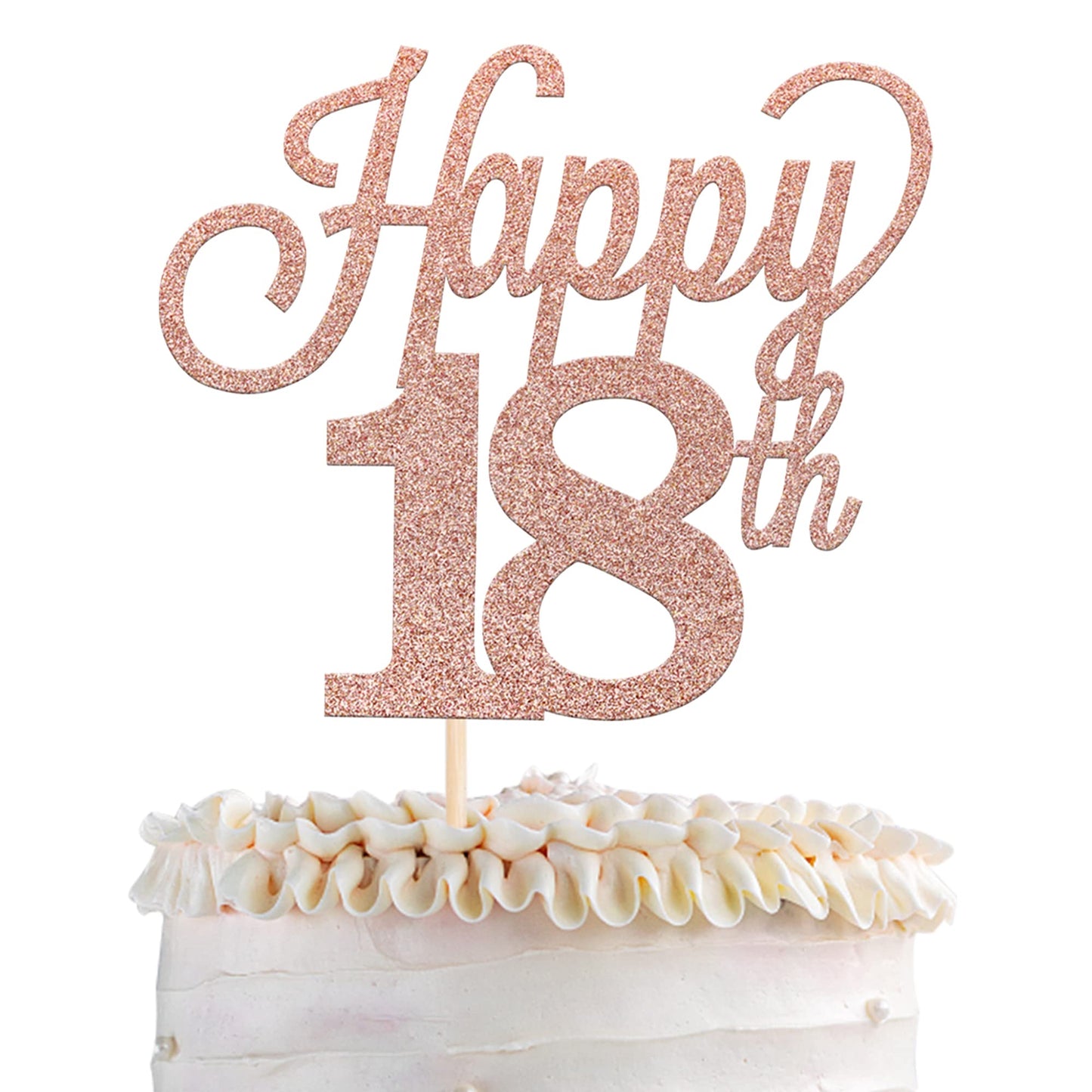 YCTHUNFISH 18th Birthday Cake Topper Black Glitter Number 18 Rose Gold Bamboo Decoration