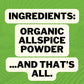 FreshJax Organic Allspice Ground Spice - 3.9 Ounce Large Bottle
