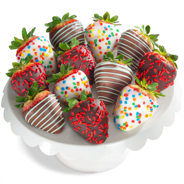 A Gift Inside Chocolate Dipped Strawberries - 12 Count, Multicolor