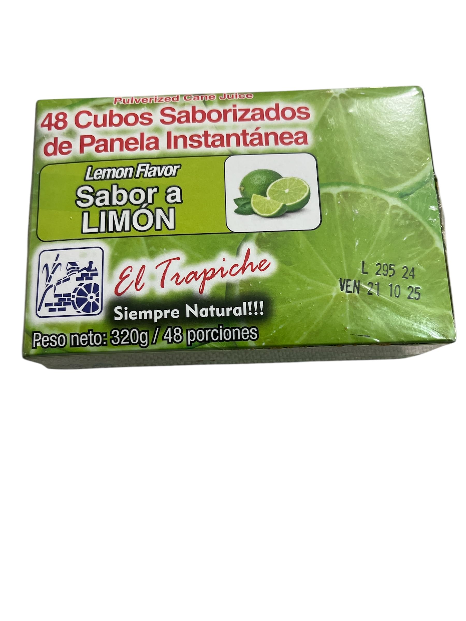 PANELA en cubos Instant  nea saborizada 48 cubos peso neto 320g para tomar en forma de TE, importada de Colombia (LIMON)
