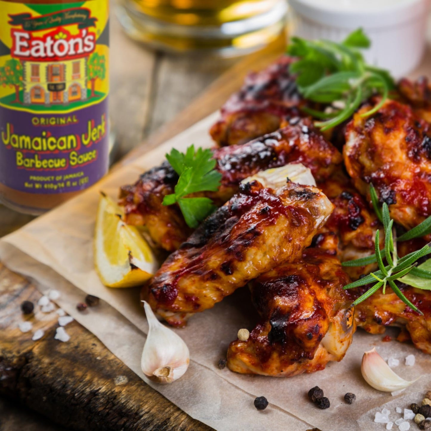 Eaton's Jerk BBQ Sauce - Jamaican Style Marinade, 14 Fl Oz, Perfect for Meats, Chicken & Seafood, Includes Jerk Recipe eBook