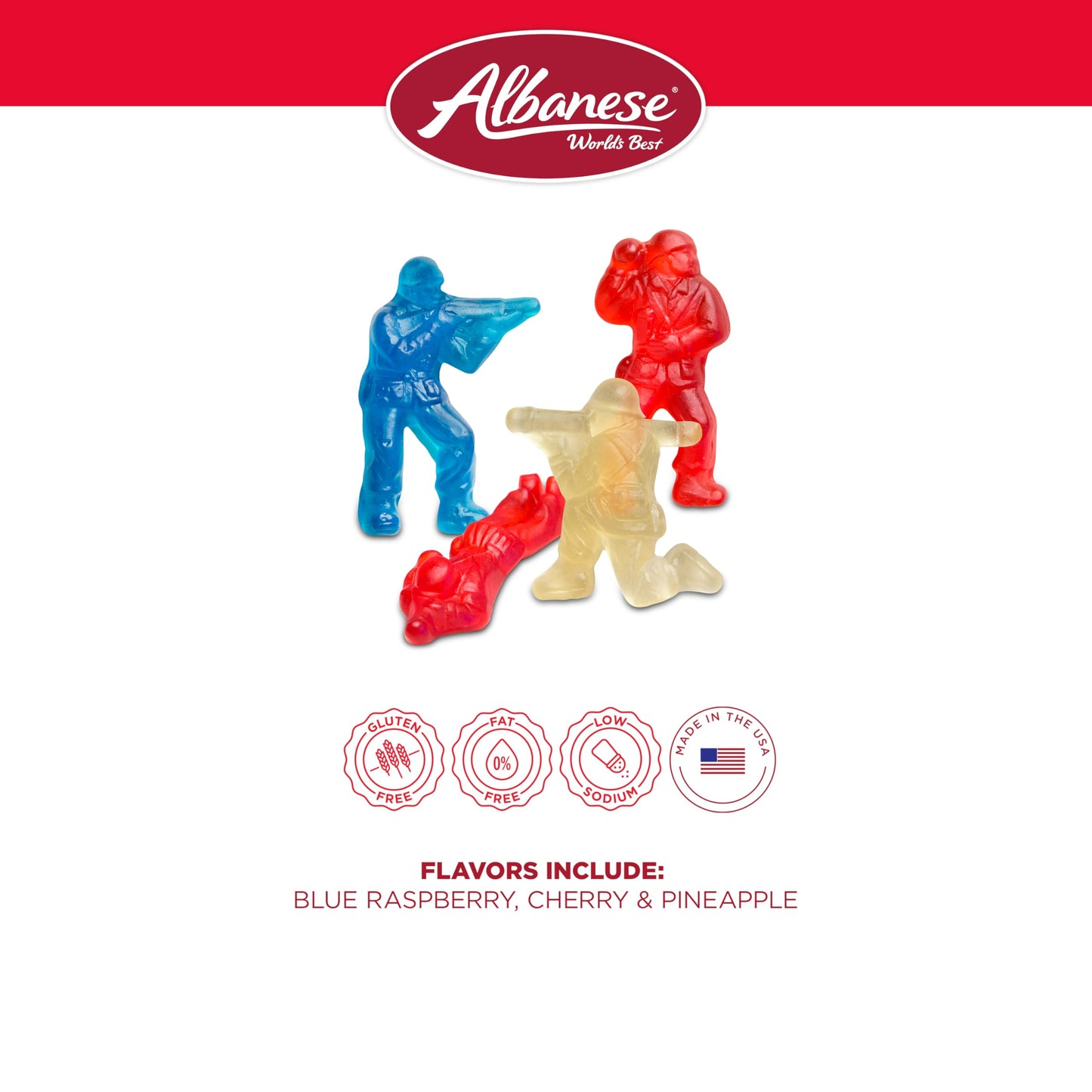 Albanese Worlds Best Gummies, Military Heroes, 5lbs, Blue/White/Red, Model 50171