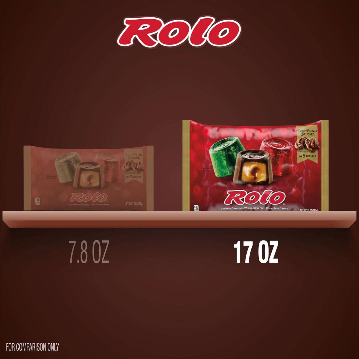 ROLO Rich Chocolate Caramels, Christmas Candy Bag, 17 oz