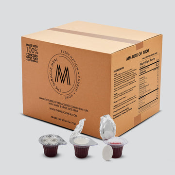 The Miracle Meal Pre-Filled Communion Cups And Wafer Set - Box Of 1000 - Made With Trusted Concord Grape Juice & Wafer