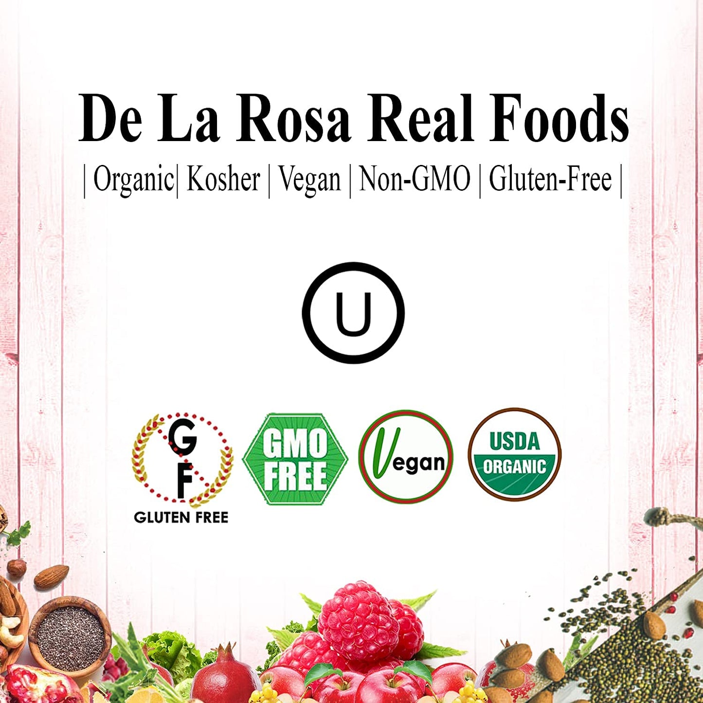 De La Rosa Organic Raspberry Vinegar, Raw & Unfiltered, Vegan, Gluten Free, 169 Fl Oz, SUVELAM