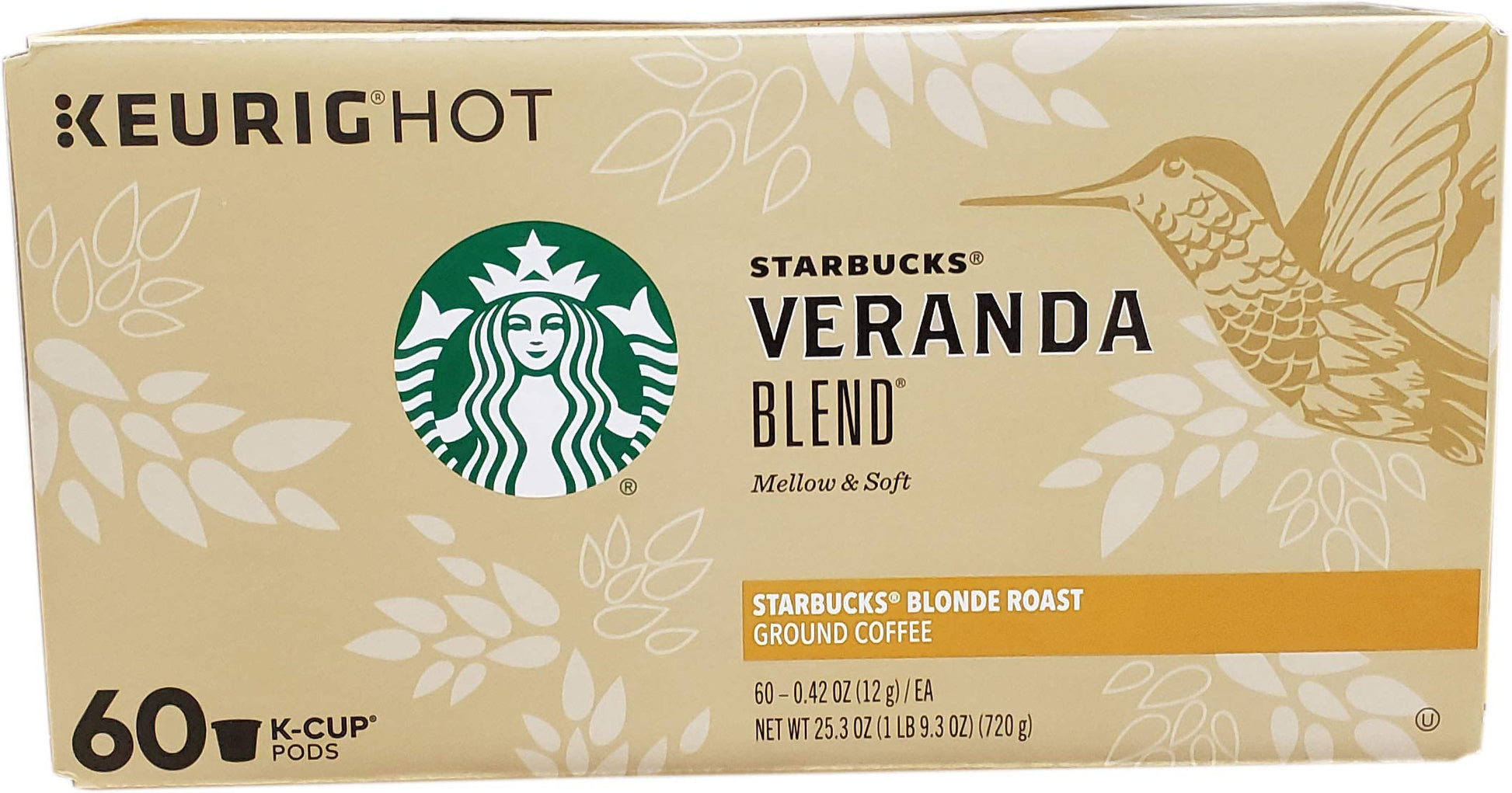 Starbucks K-Cup Pods Veranda Blend Coffee Blonde Roast 100% Arabica 10 Count (Pack of 6)