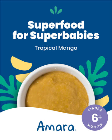 Amara Organic Baby Food - Stage 2 - Tropical Mango - Baby Cereal To Mix With Breastmilk, Water Or Baby Formula - Shelf Stable Ba