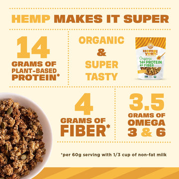 Manitoba Harvest Hemp Yeah! Granola, with 10 g of Protein, 3.5 g Omegas, 3 g of Fiber and less than 10 g Sugar Per Serving, Orga