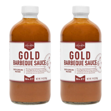 Lillie’s Q - Gold Barbeque Sauce, Gourmet Carolina Sauce, Tangy BBQ Sauce with South Carolina Mustard, enhanced Ingredients, Made with Gluten-Free Ingredients (20 oz, 2-Pack)