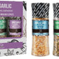 Soeos Spice Seasoning Set of 3 with Integrated Grinders, Spicy Garlic, Garlic & Herbs, Garlic Salt, Seasoning Gift Set.