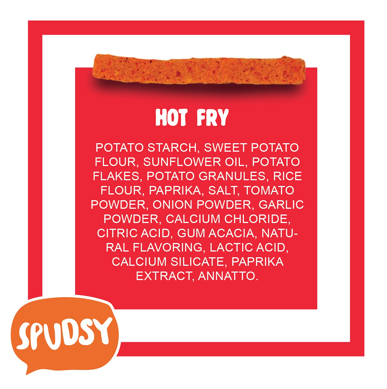 Spudsy Hot Fries - Spicy Sweet Potato Fries | Vegan, Gluten Free Veggie Straws| Plant-Based, Non-Gmo, Kosher, Superfood Snack |