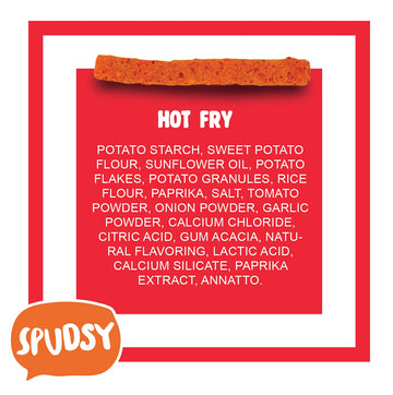 Spudsy Hot Fries - Spicy Sweet Potato Fries | Vegan, Gluten Free Veggie Straws| Plant-Based, Non-Gmo, Kosher, Superfood Snack |