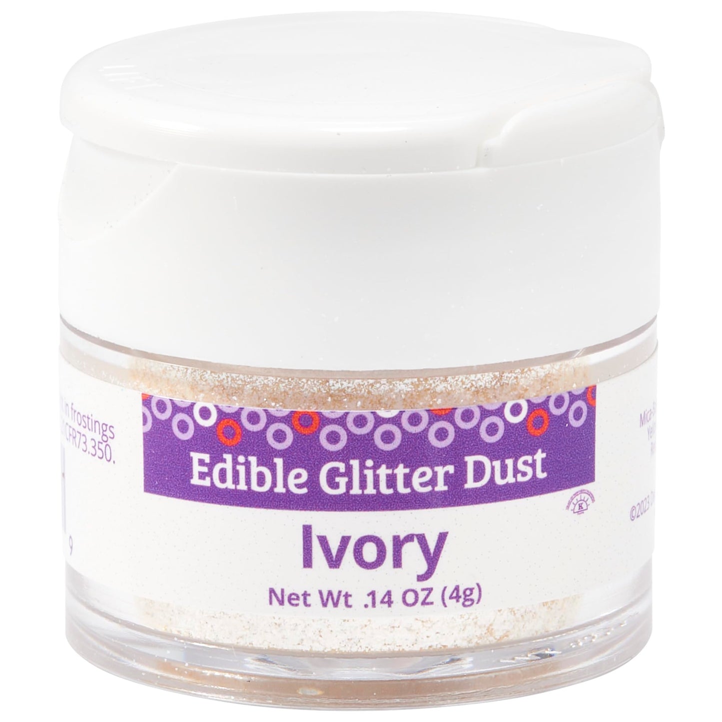 DecoPac Edible Glitter Dust | Sparkle Powder for Cake Decorating | 4g | Ivory | Model 29377