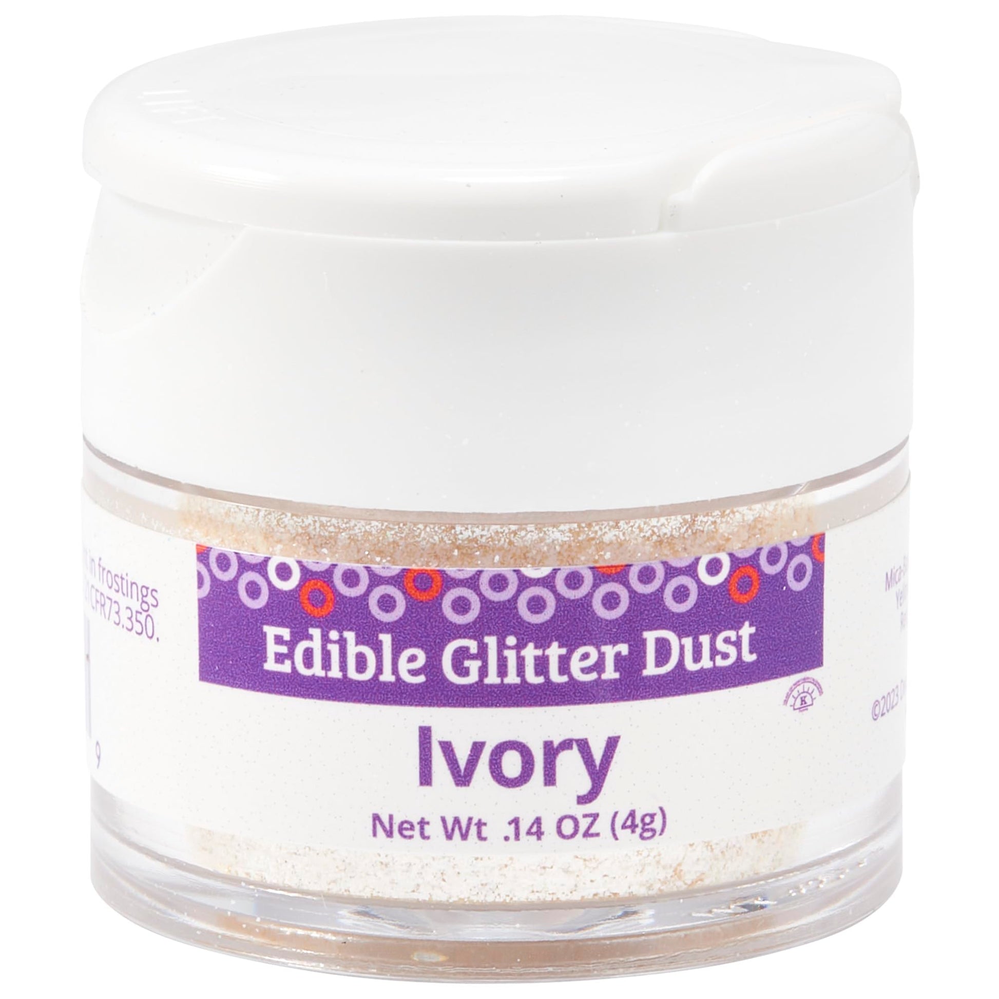 DecoPac Edible Glitter Dust | Sparkle Powder for Cake Decorating | 4g | Ivory | Model 29377