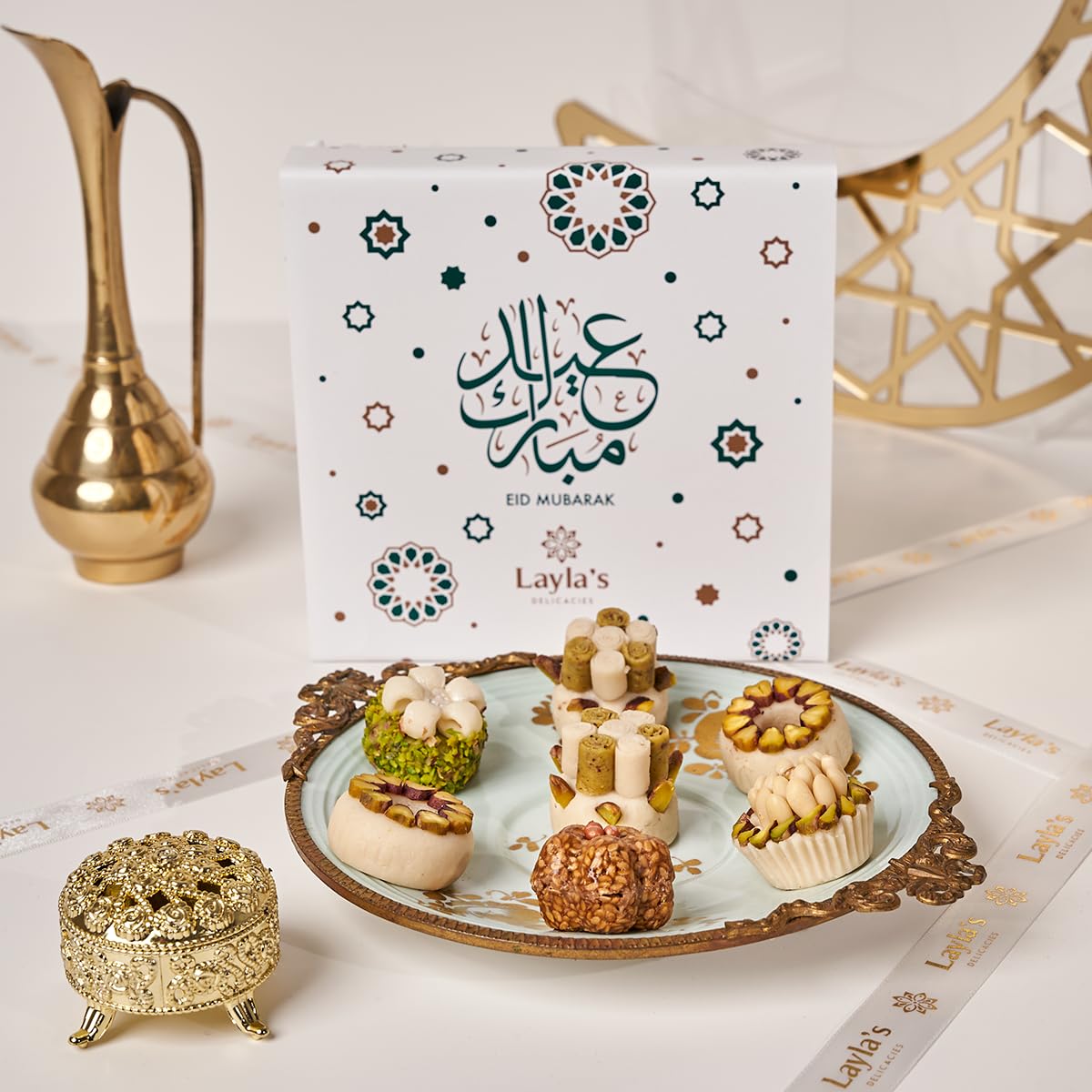 Laylas DELICACIES Mediterranean   Gift Box - 9 Count Halal, Vegetarian, Gluten Free Eid Gift Box