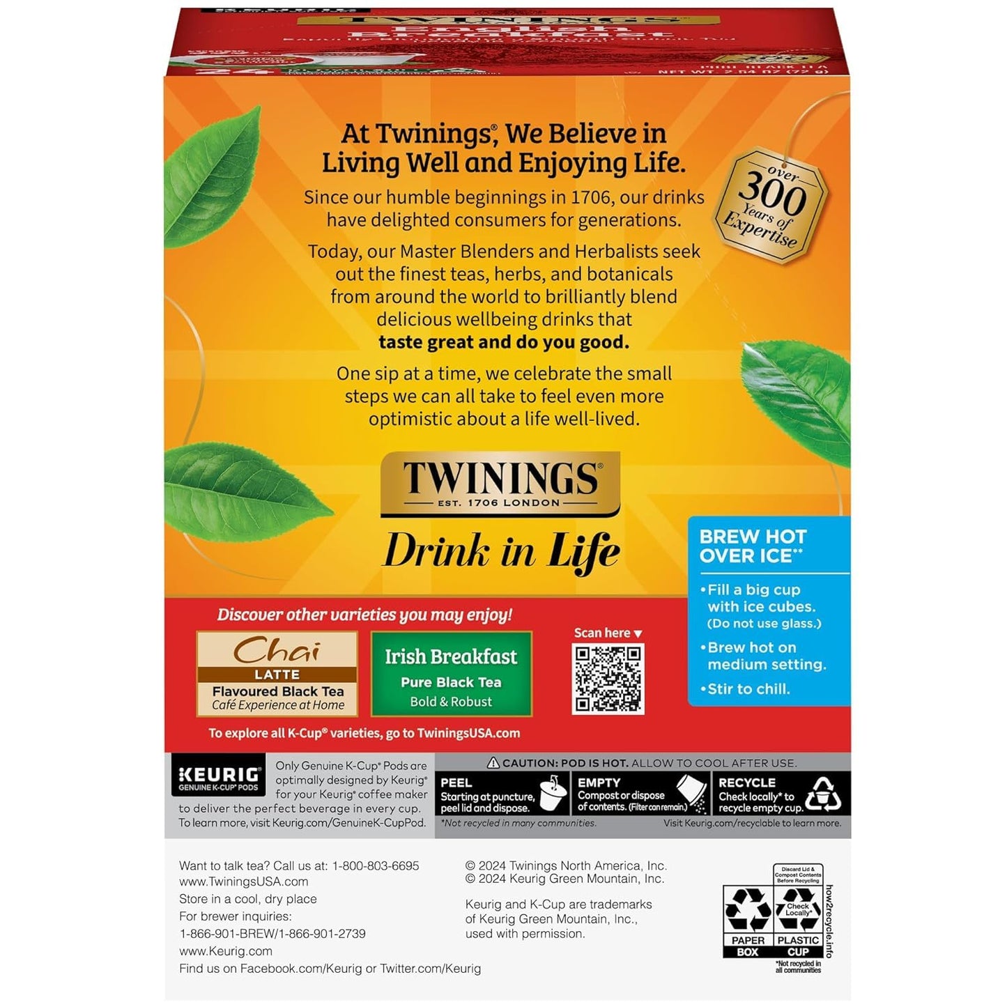 Twinings English Breakfast Tea K-Cup Pods For Keurig, Caffeinated, Smooth, Flavourful, Robust Black Tea, 24 Count (Pack Of 4)