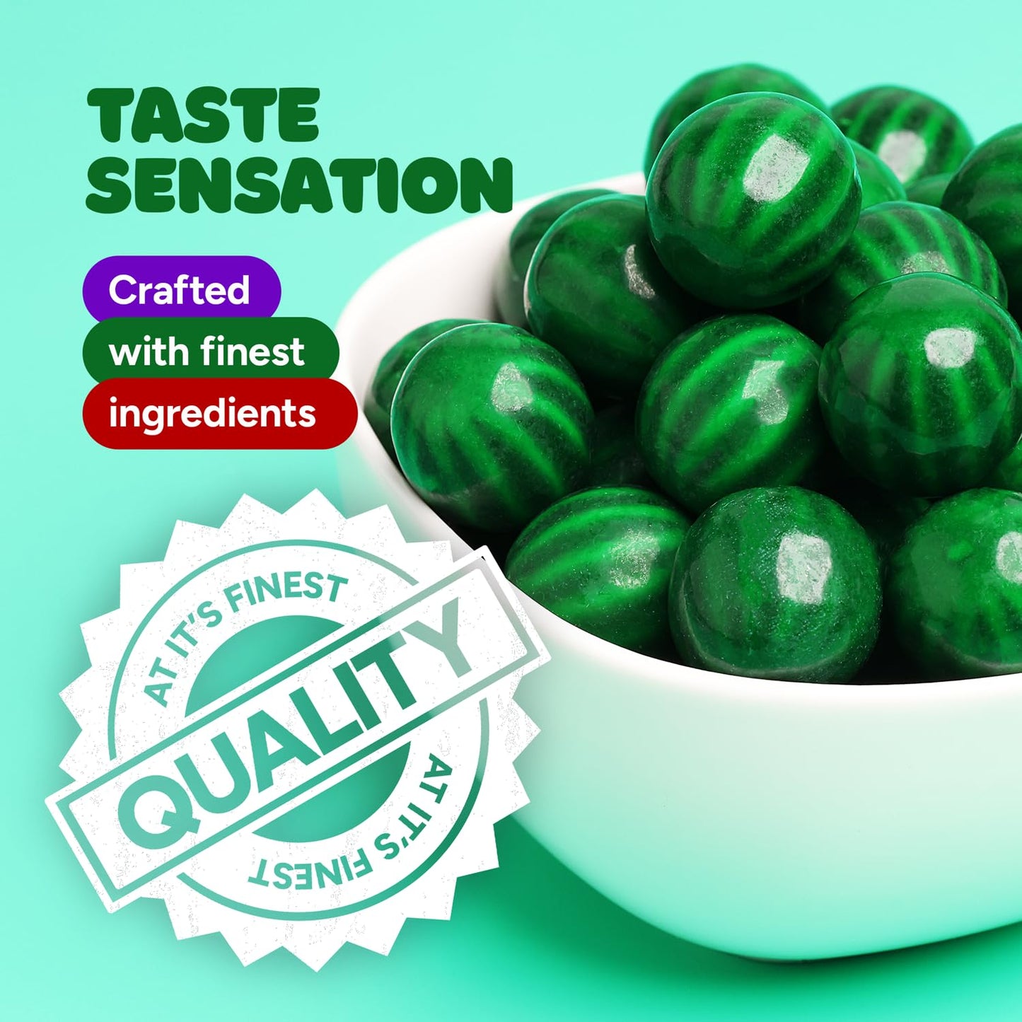 Gumballs For Kids In Jar - 1 Inch Large Gumballs - Watermelon Bubble Gum - Fun Chewing Gum For Kids - 9 Oz