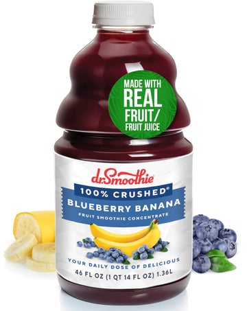 Dr. Smoothie 100% Crushed Blueberry Banana - No Added Sugar, Made with Real Fruits/Fruit Juice - Vegan, No Artificial Colors or 