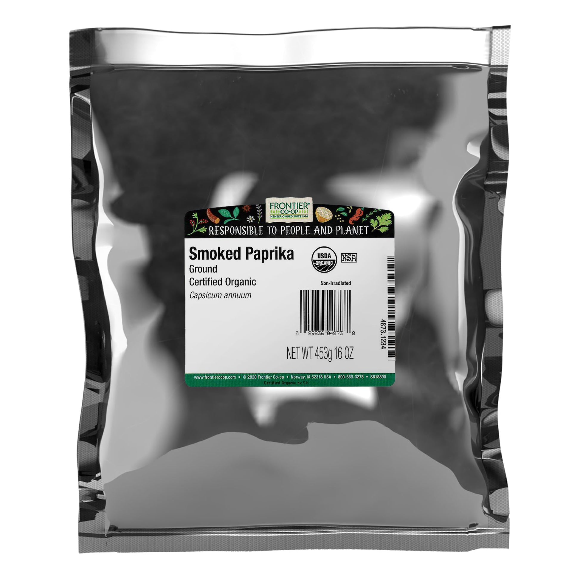 Frontier Co-op Organic Ground Smoked Paprika - Spanish Paprika Powder - 1 lb Bulk Bag